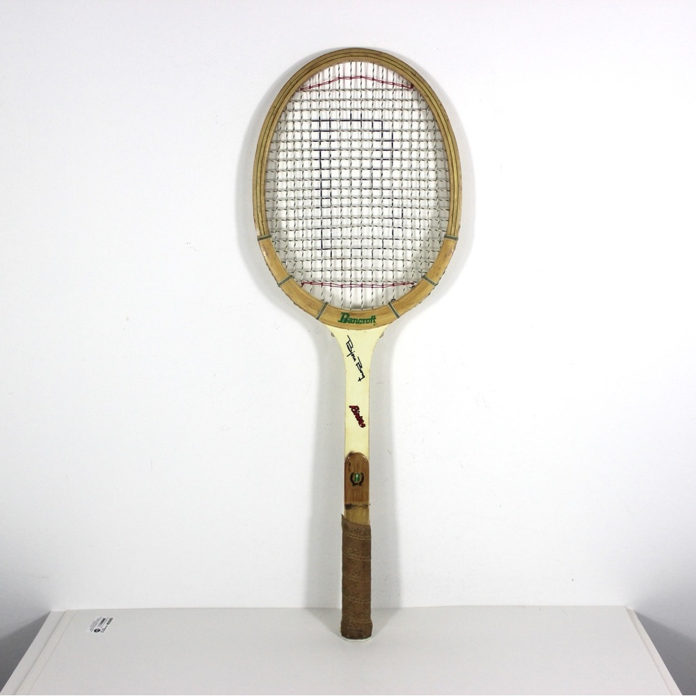 70’s Björn Borg Vintage Wooden Tennis Racket signature for Designer Decorating W